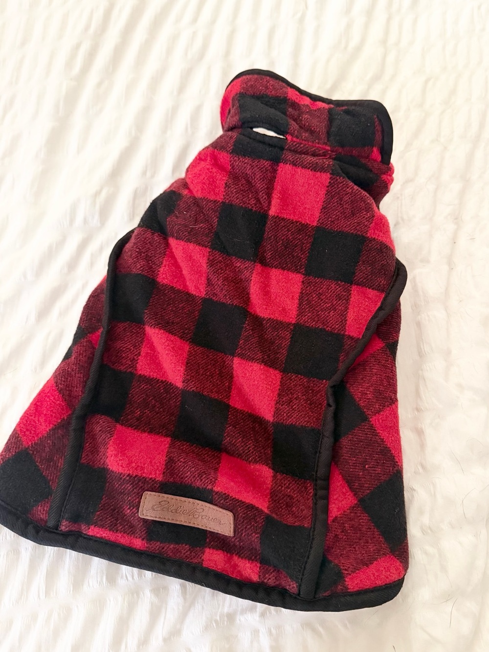 5 for $25! Eddie Bauer Red & Black Buffalo Plaid Dog Fleece Vest